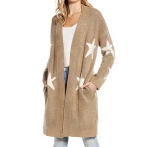 Blank NYC Maxi Beige Star Cardigan